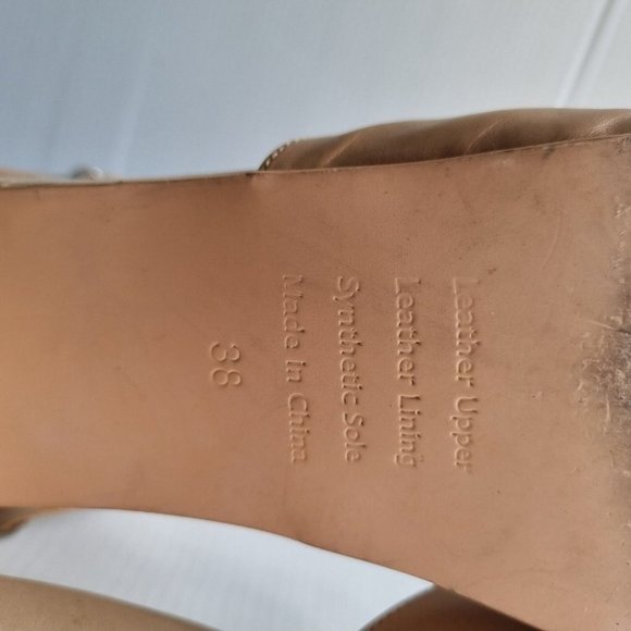 Bared Footwear Nude Leather Round Toe Block Heel Shoes Size 38 - Picture 8 of 13